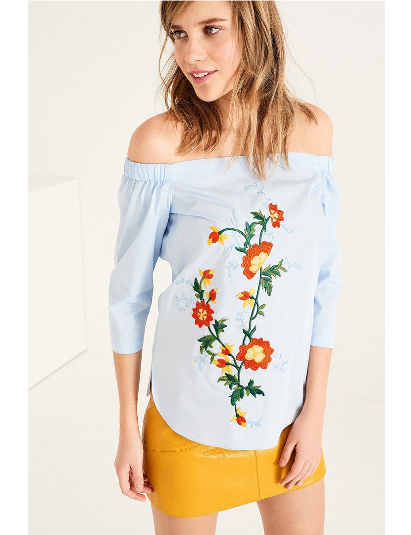 Blusa Senhora Bordada Azul