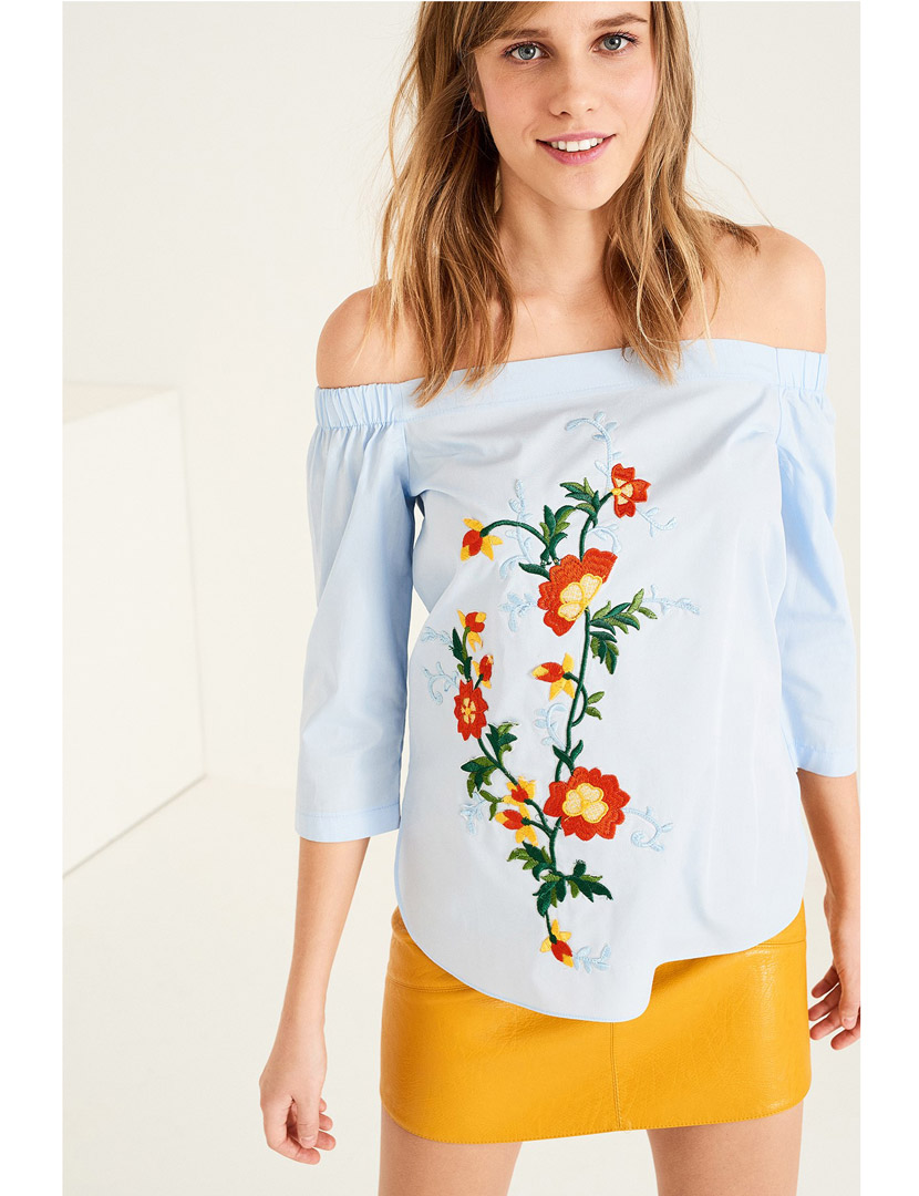 Blusa Senhora Bordada Azul