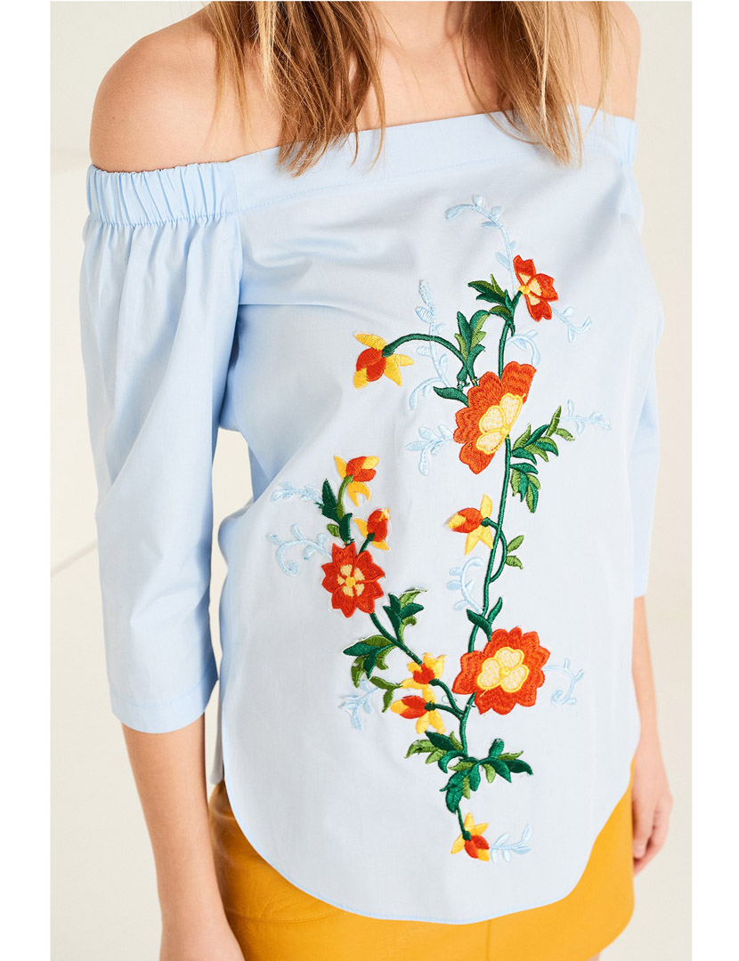 Blusa Senhora Bordada Azul