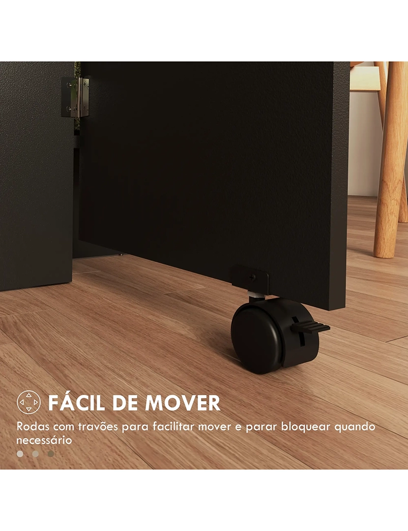 Mesa Cozinha Dobrável Rodas Madeira/Preto 140 cm