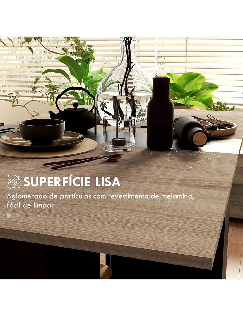 Mesa Cozinha Dobrável Rodas Madeira/Preto 140 cm