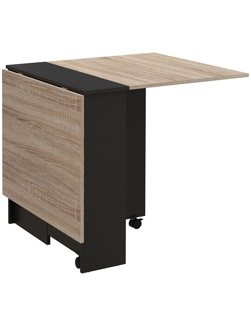 Mesa Cozinha Dobrável Rodas Madeira/Preto 140 cm