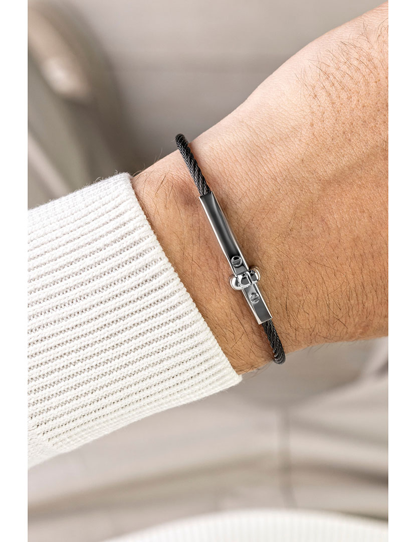 Pulseira Homem Preto e Prateado