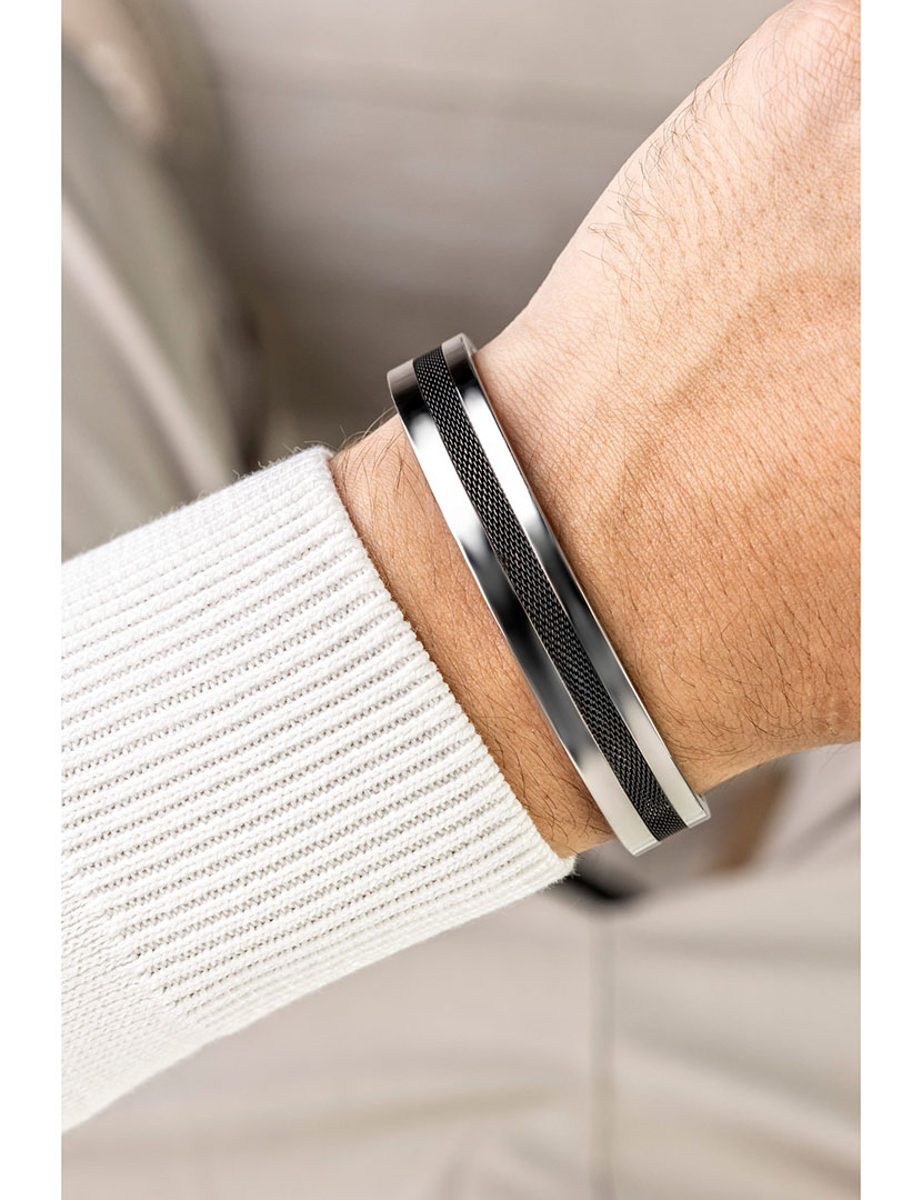 Pulseira Homem Prateado e Preto