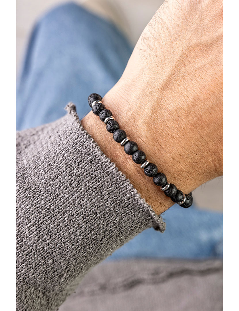 Pulseira Homem Preto e Prateado