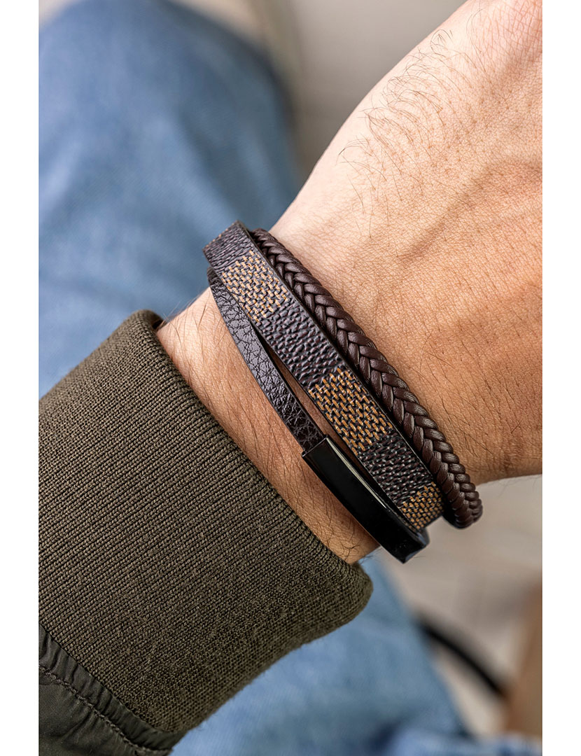 Pulseira Homem Castanho e Preto