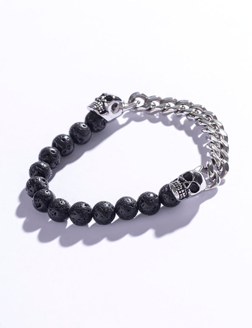 Pulseira Homem Preto e Prateado