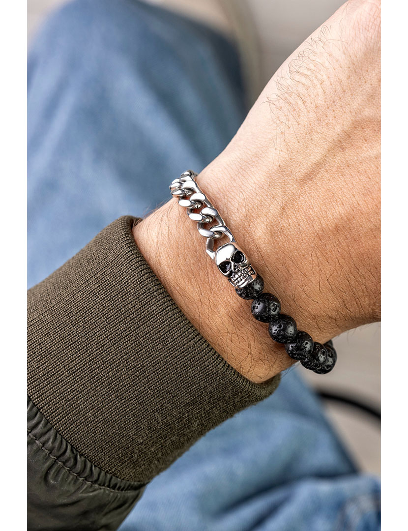 Pulseira Homem Preto e Prateado