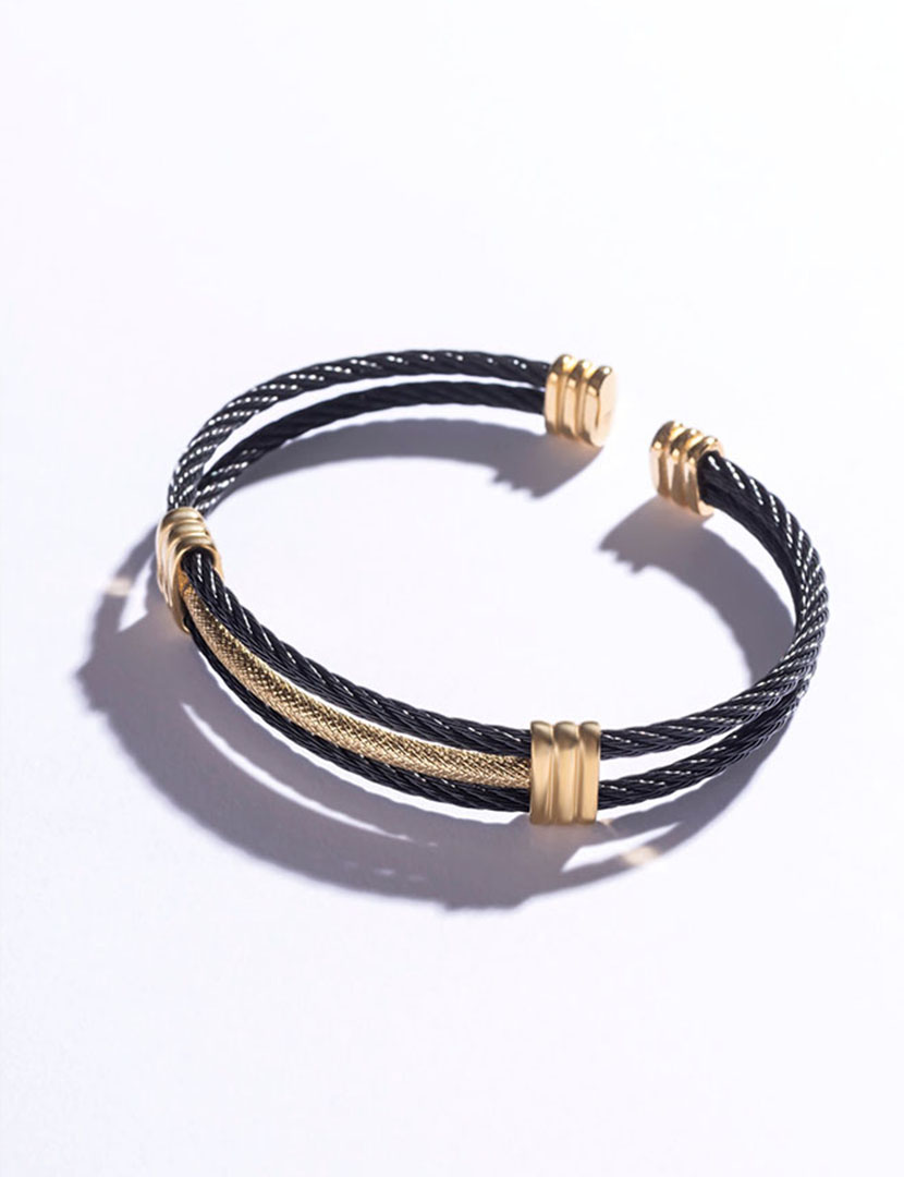 Pulseira Homem Preto e Dourado