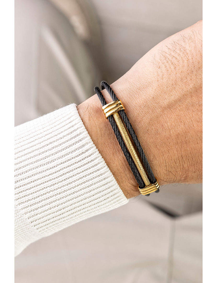 Pulseira Homem Preto e Dourado