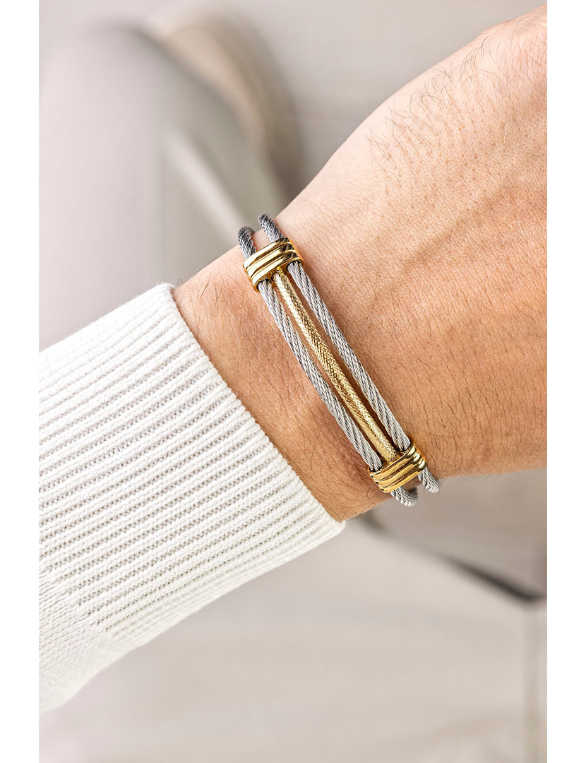 Pulseira Homem Prateado e Dourado