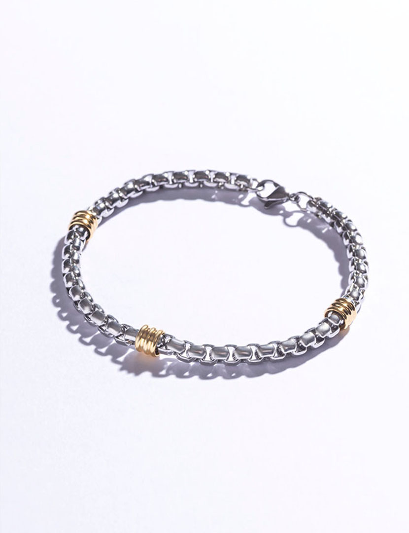 Pulseira Homem Prateado e Dourado