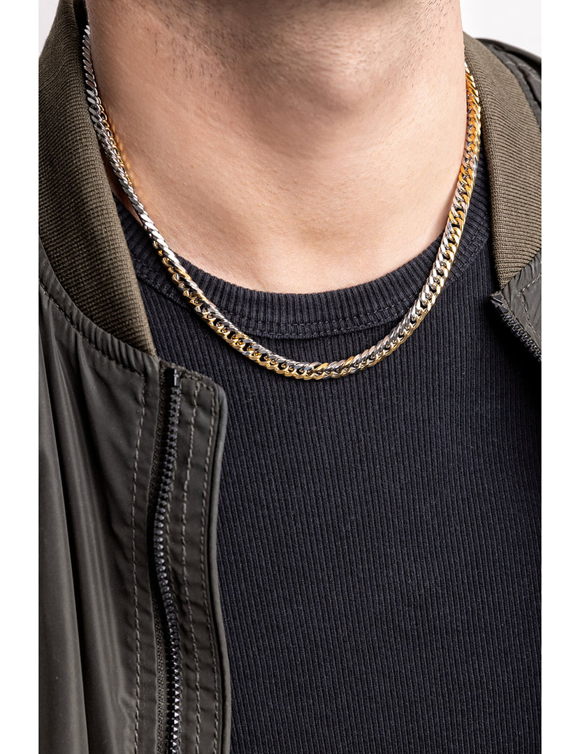 Colar Homem Prateado e Dourado