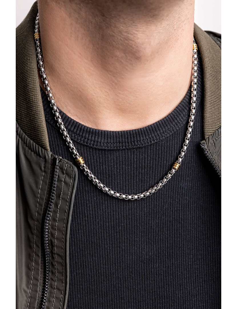 Colar Homem Prateado e Dourado