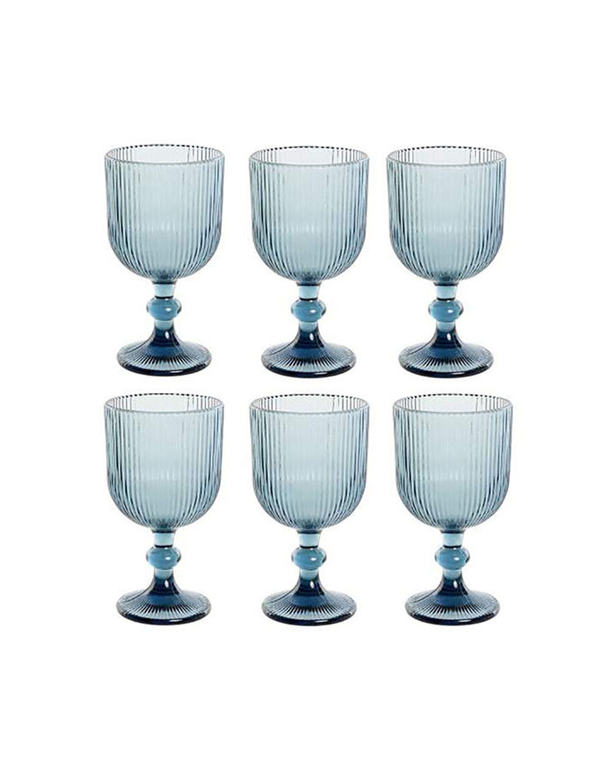 Set 6 Copos Cristal 9x9x17 325ml Azul