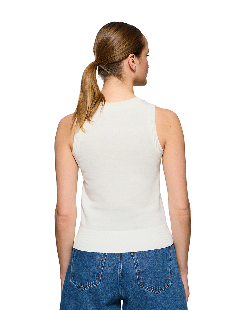 Top Senhora Nacre Button Top W Bege