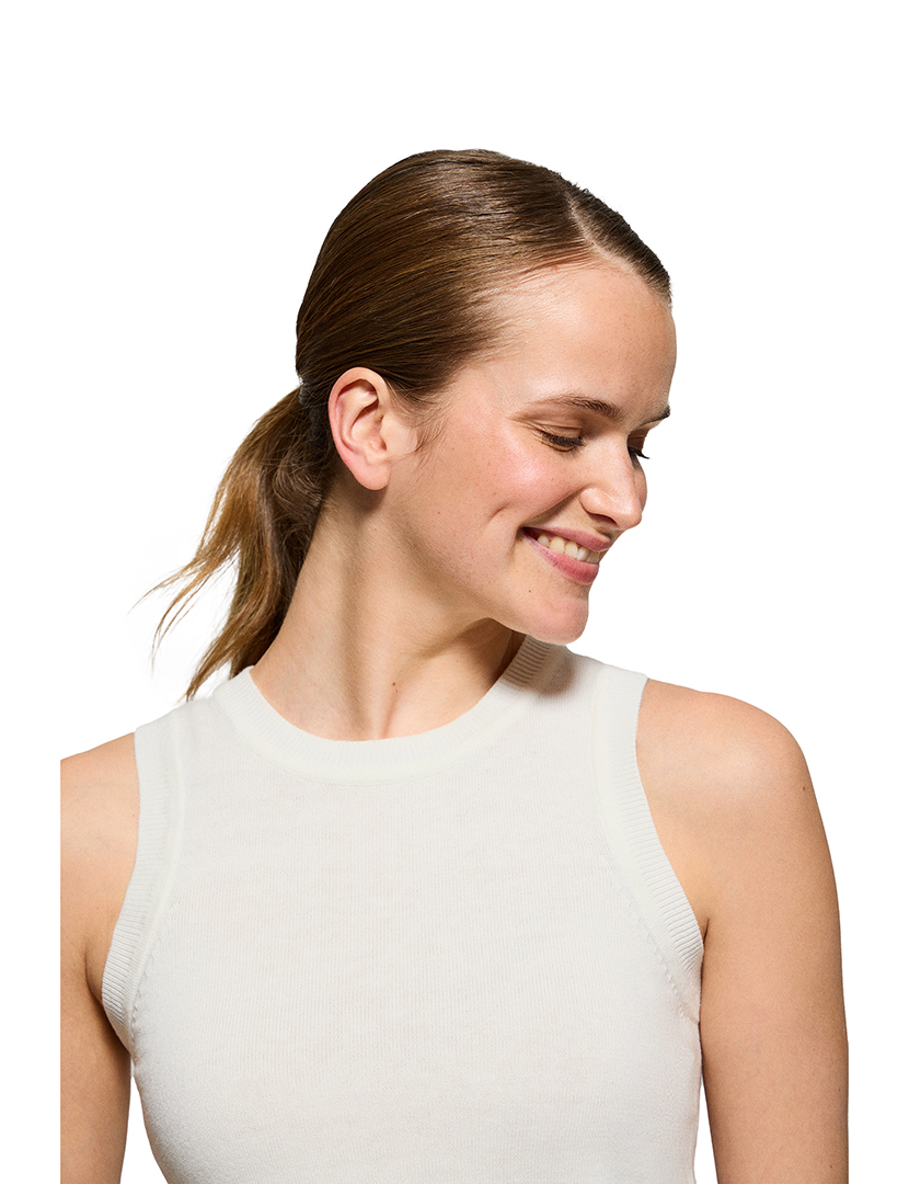 Top Senhora Nacre Button Top W Bege