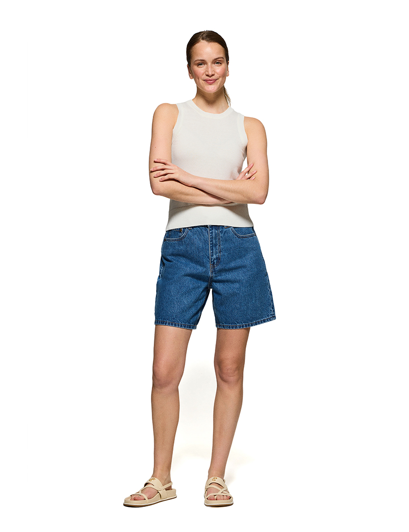 Top Senhora Nacre Button Top W Bege