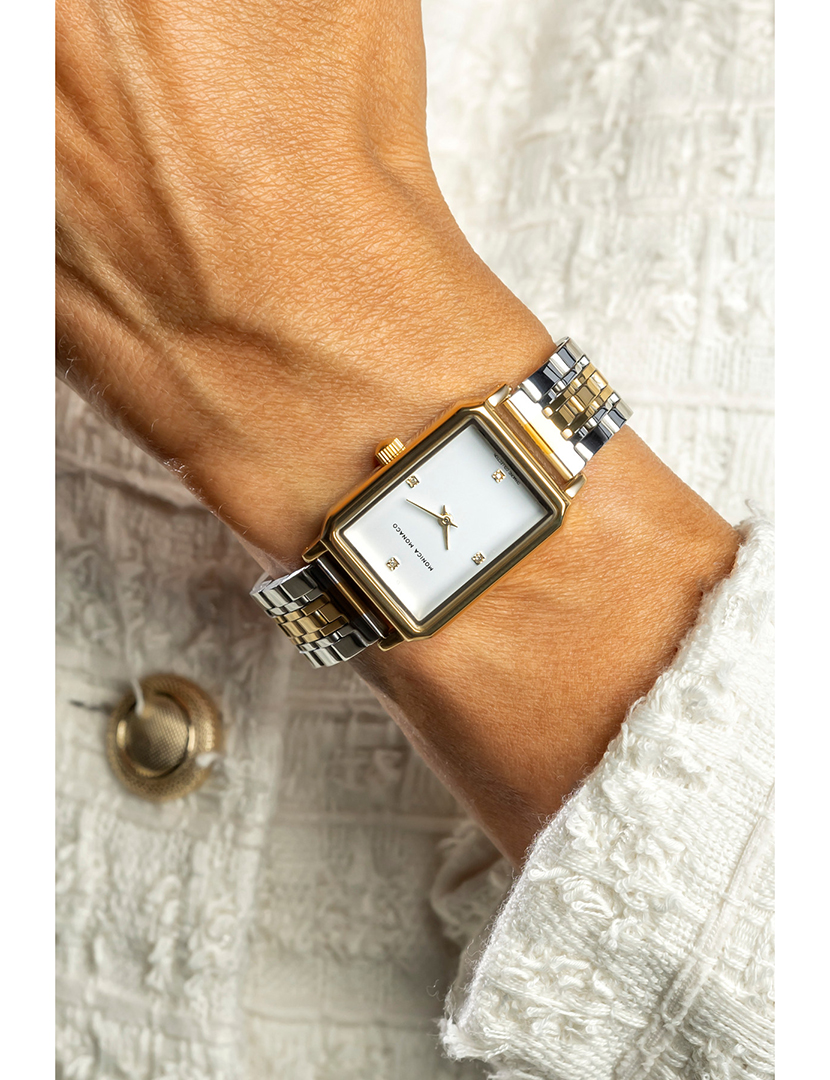 Relógio Feminino Prateado-Dourado