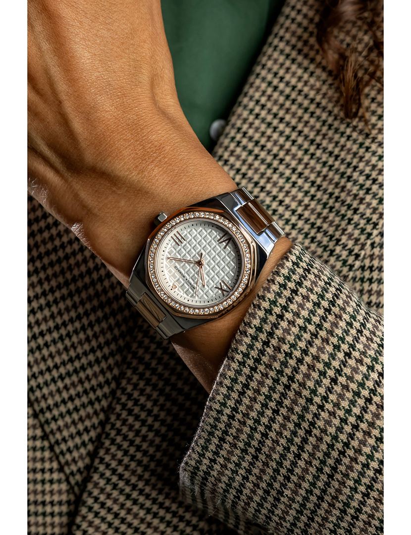 Relógio Feminino Prateado-Rose Gold