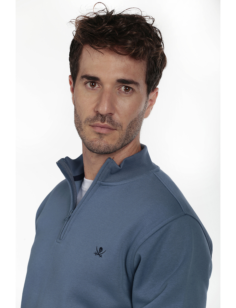 Camisola com Fecho Homem Azul