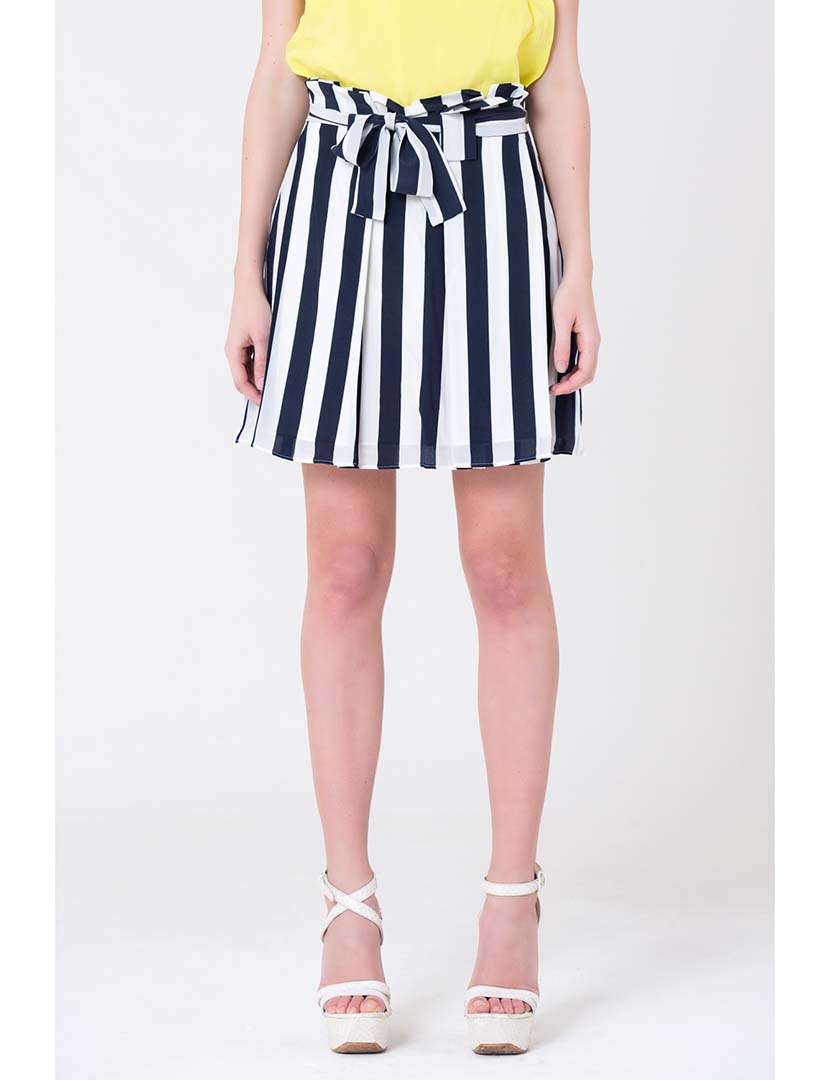 Saia Senhora Listrada Branco e Azul