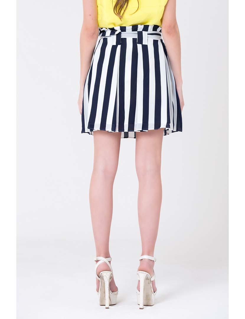 Saia Senhora Listrada Branco e Azul