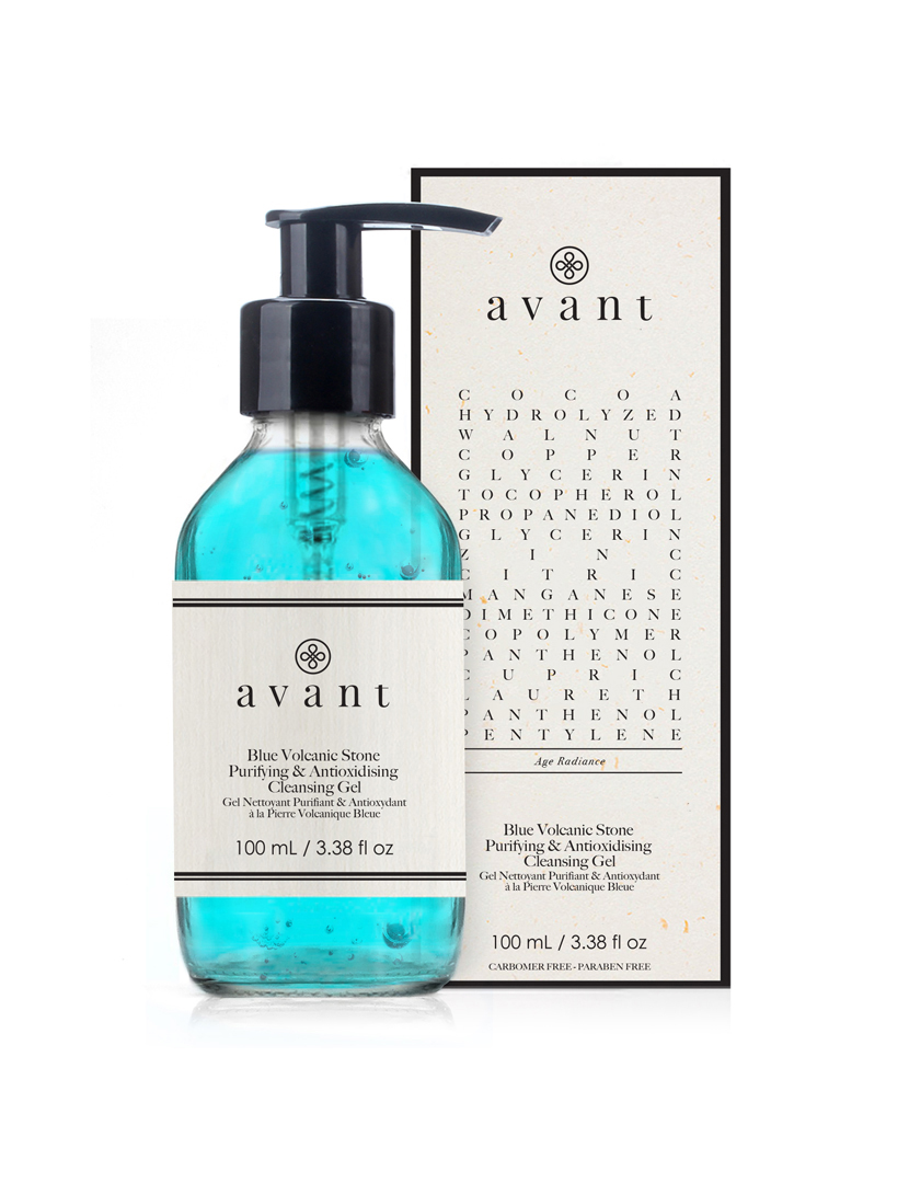 Gel de limpeza purificante e antioxidante de pedra vulcânica azul