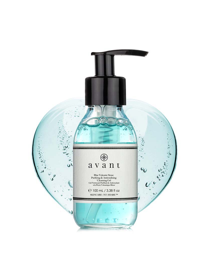 Gel de limpeza purificante e antioxidante de pedra vulcânica azul