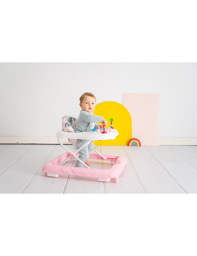 Andador Com Bandeja de Atividades Rosa