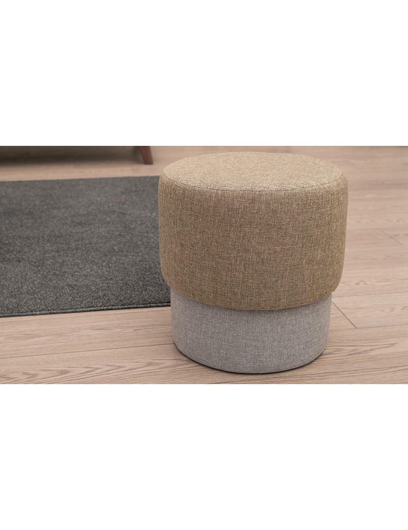 Pufe Felix Castanho e Cinza