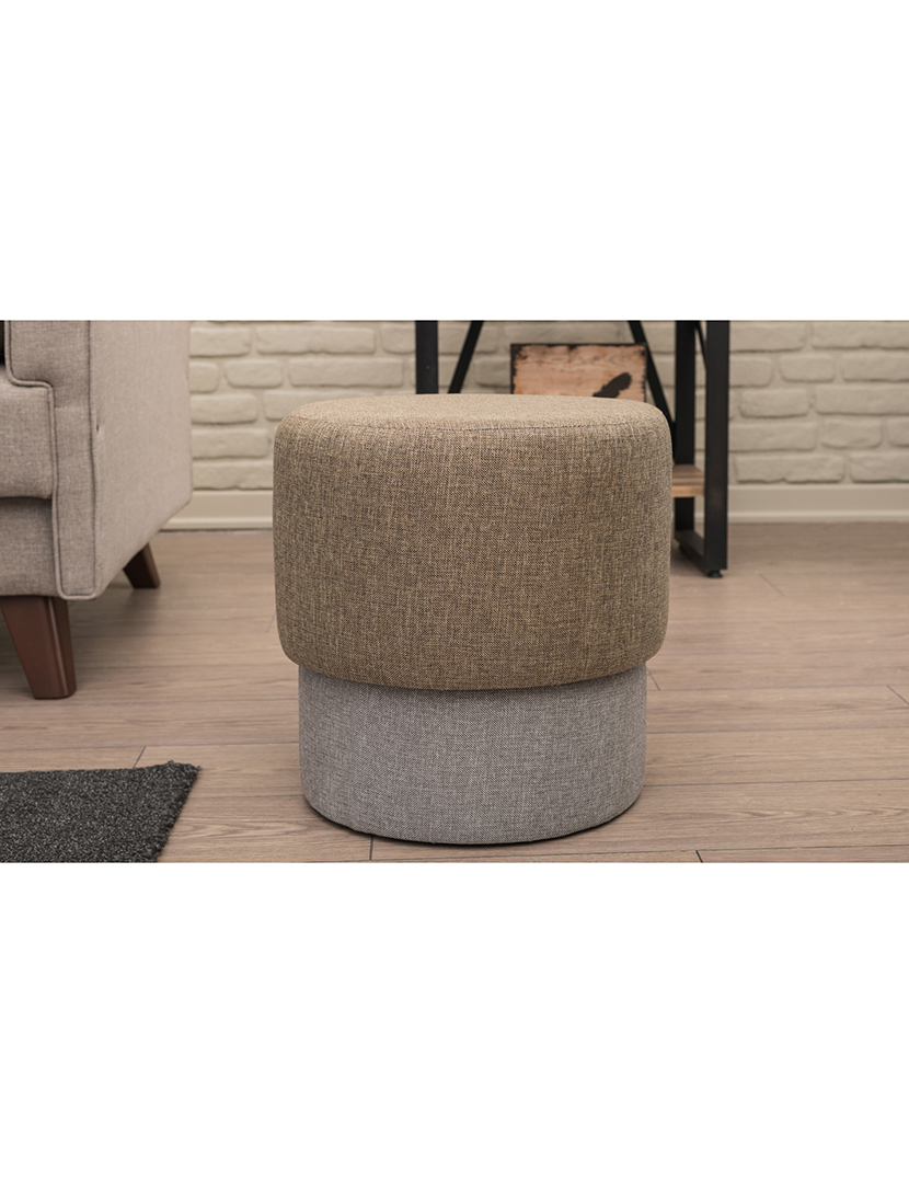 Pufe Felix Castanho e Cinza