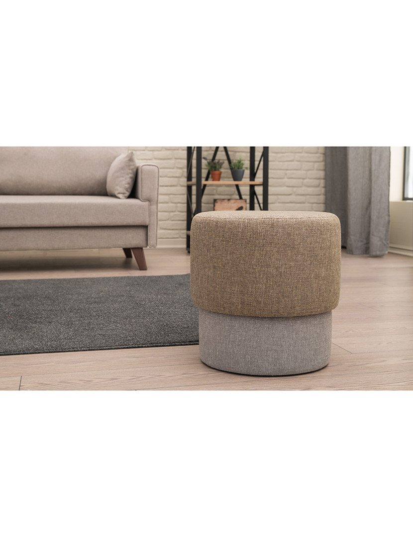 Pufe Felix Castanho e Cinza