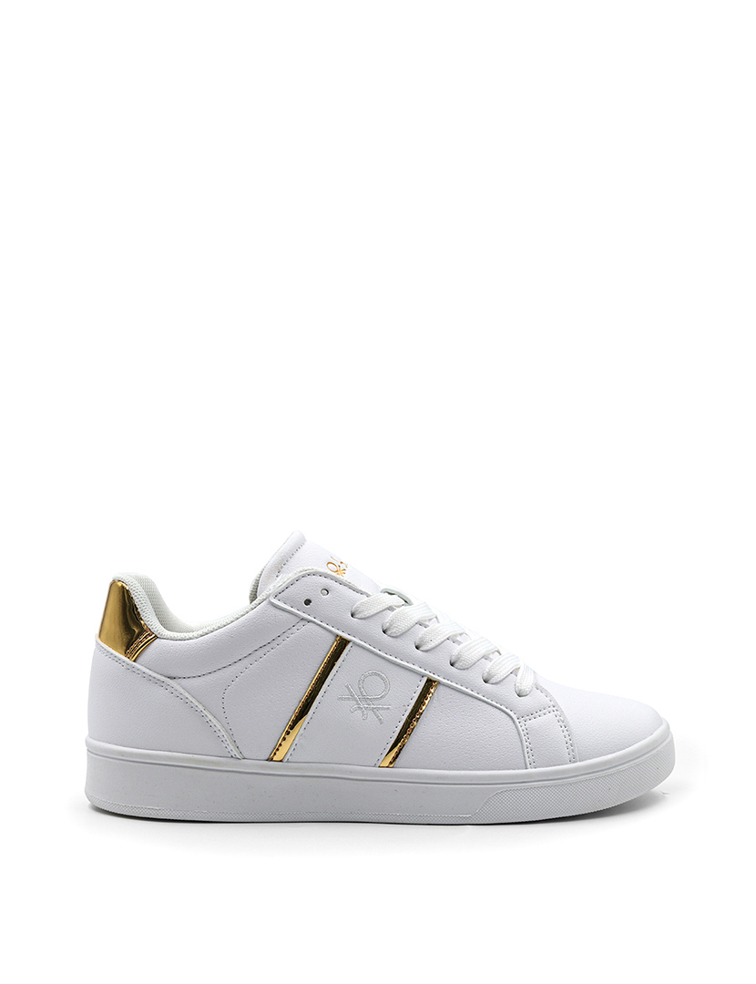 White and Gold Ladies' Sneakers