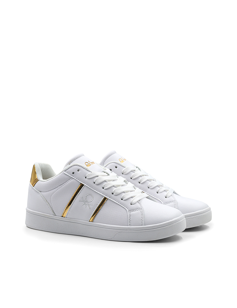 White and Gold Ladies' Sneakers