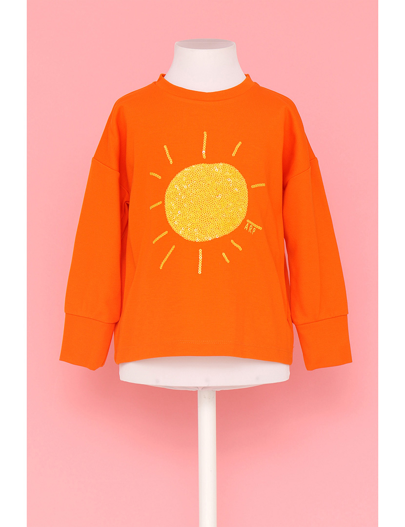 Sweatshirt Color Block Menina Laranja