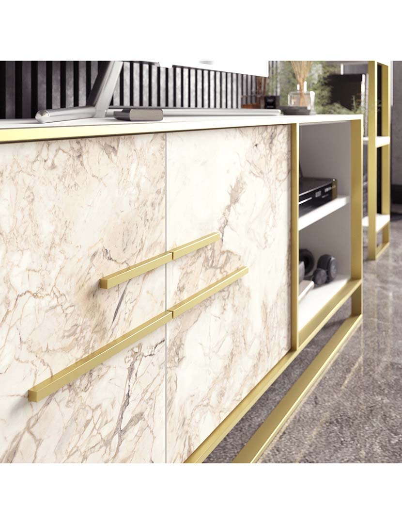 Móvel TV Polka Dourado/Branco