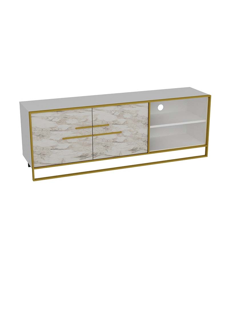 Móvel TV Polka Dourado/Branco