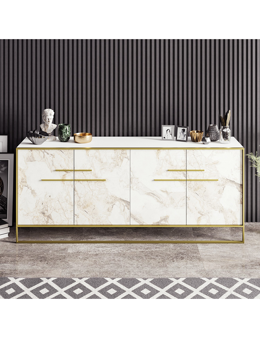 Aparador Polka Dourado/Branco