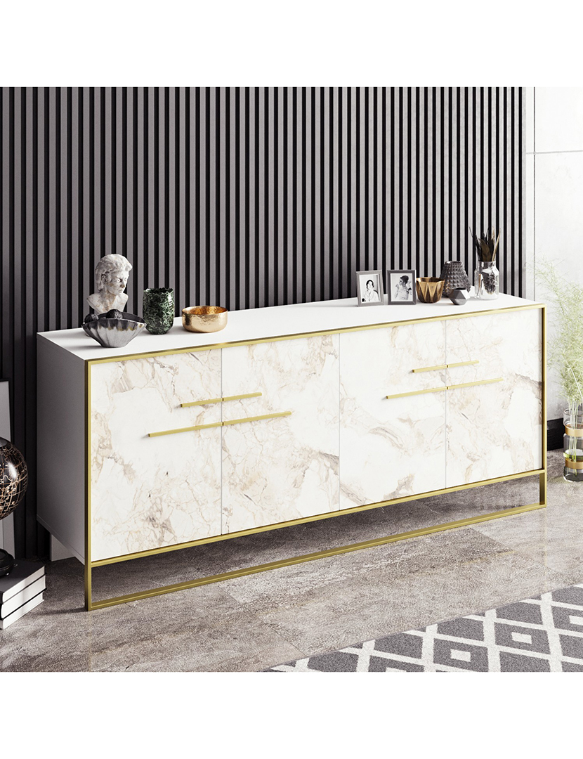 Aparador Polka Dourado/Branco