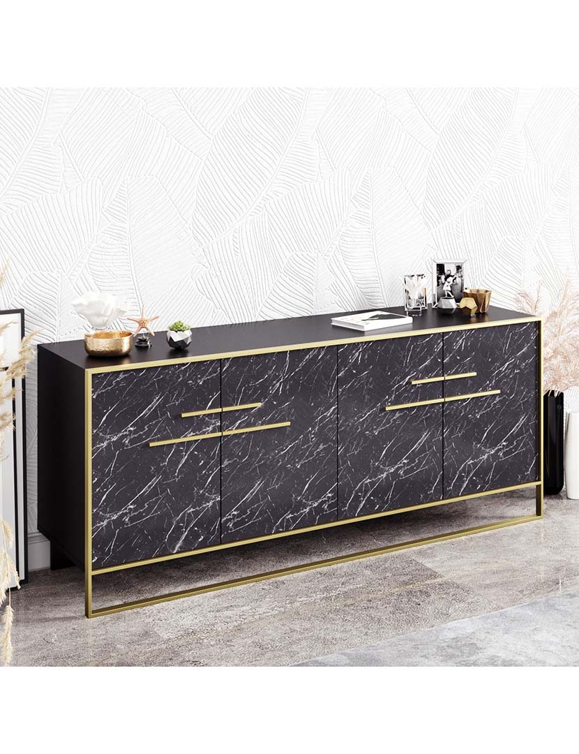 Aparador Polka Dourado/Preto