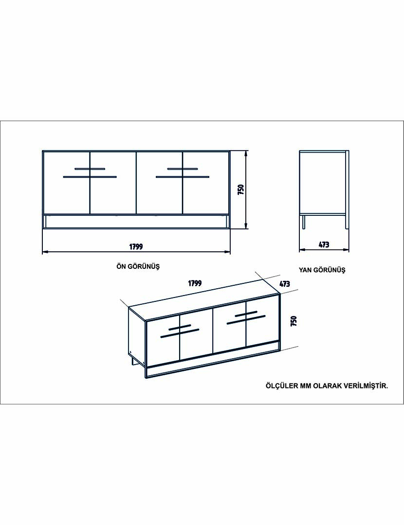 Aparador Polka Dourado/Preto