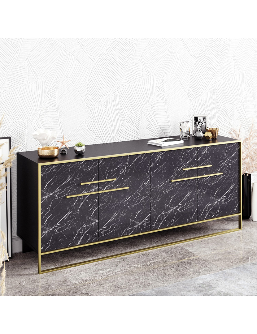 Aparador Polka Dourado/Preto