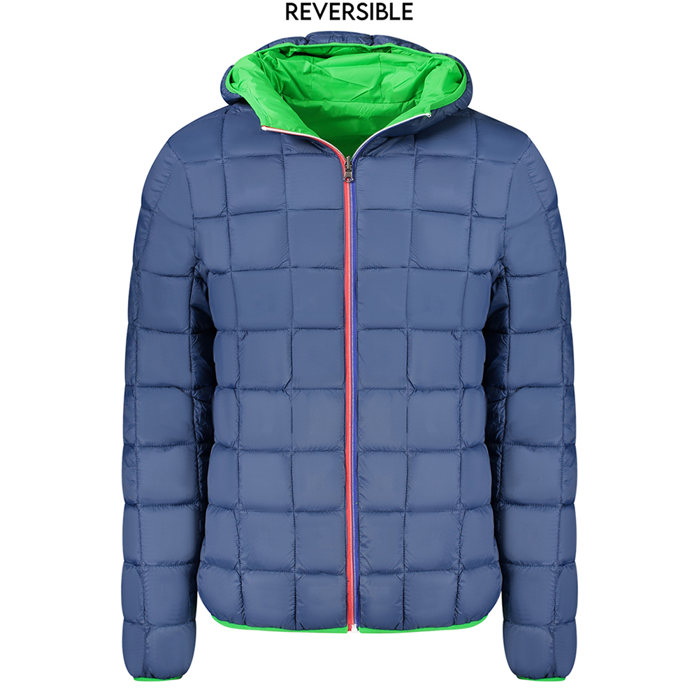 Casaco com Capuz Homem Reversível Verde e Azul