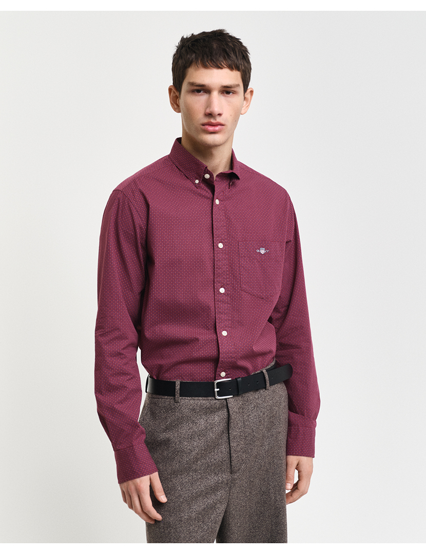 Camisa Regular Fit Micro Print Vermelho