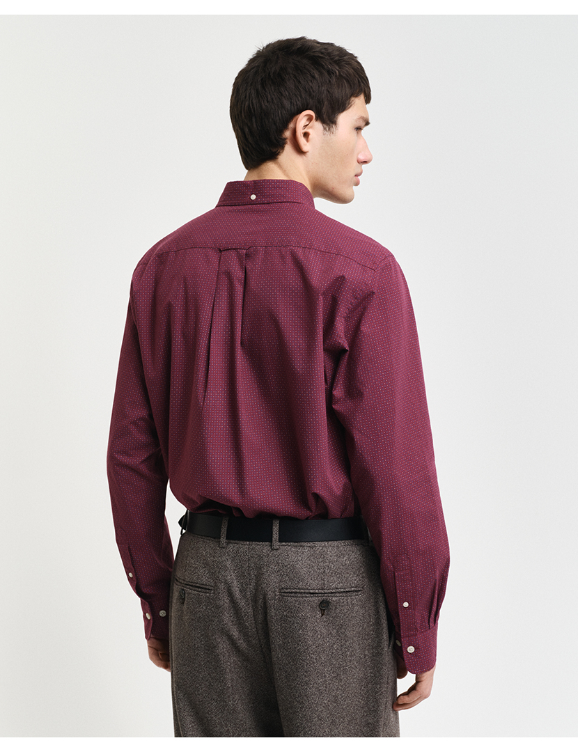 Camisa Regular Fit Micro Print Vermelho