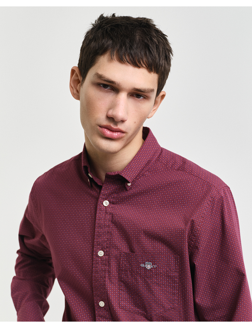 Camisa Regular Fit Micro Print Vermelho