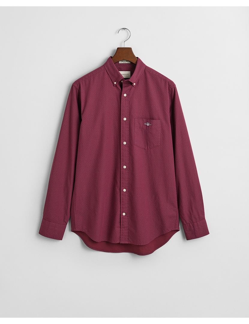 Camisa Regular Fit Micro Print Vermelho