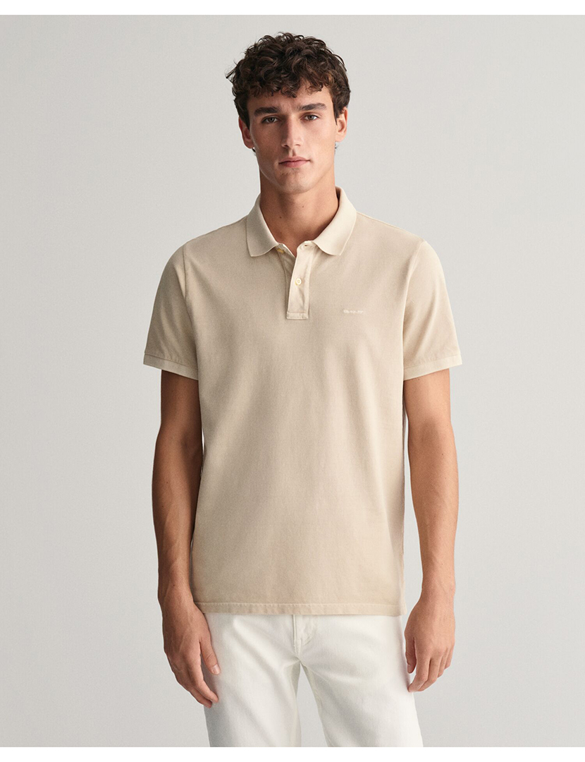 Pólo Manga Curta Sunfaded Pique Bege