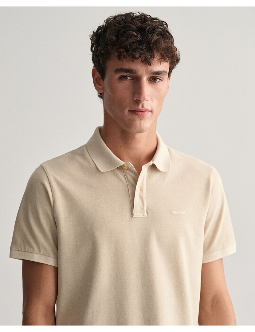 Pólo Manga Curta Sunfaded Pique Bege